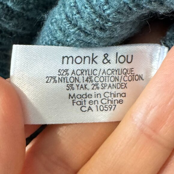 Monk & Lou (Plenty) yak-blend forest green turtleneck sweater - sz XS-S - Picture 7 of 8